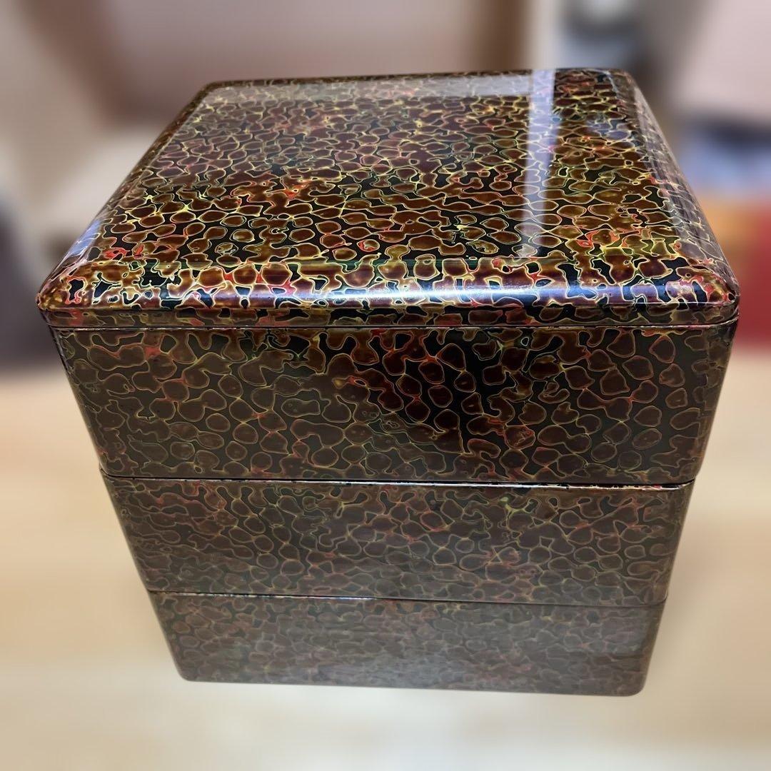 津軽塗り重箱 3段 唐塗