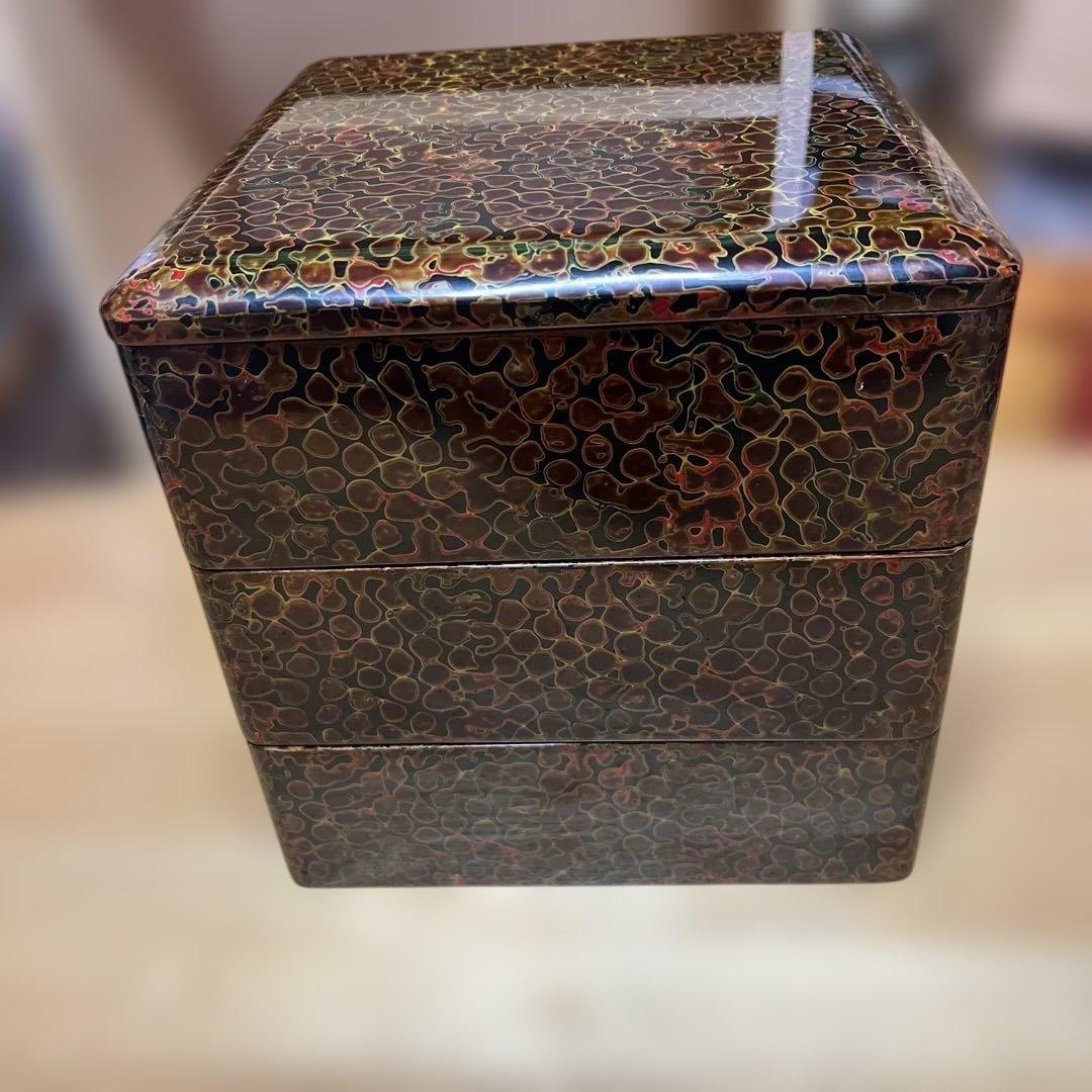 津軽塗り重箱 3段 唐塗