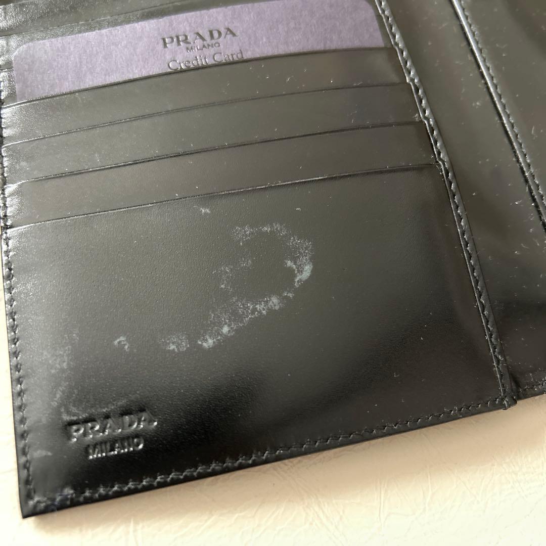 【未使用難あり】PRADA 三つ折り財布 ブラック