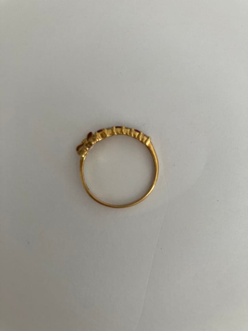 STAR JEWEWJRY K18リボンデザイン ルビー ダイヤモンド リング