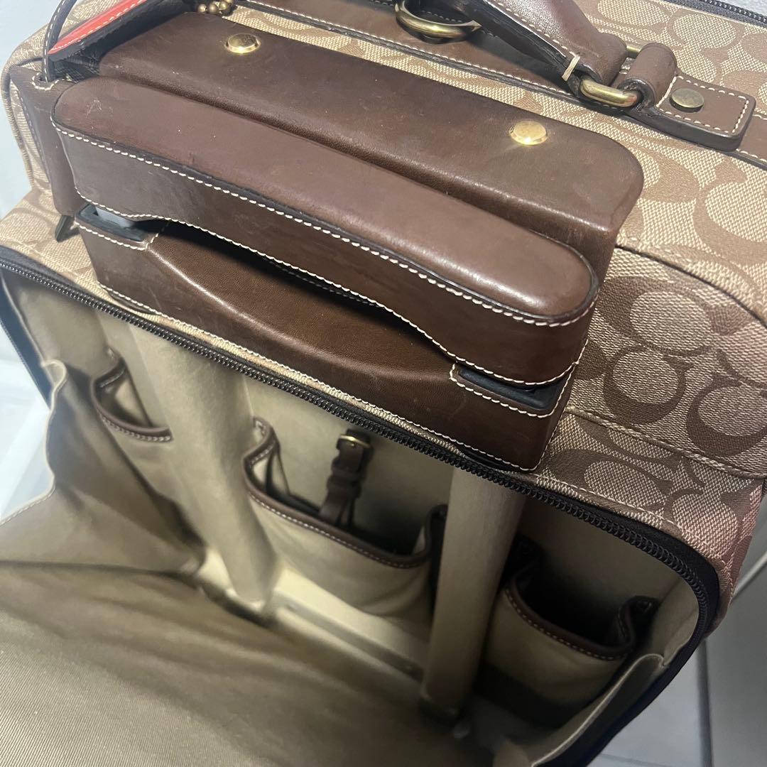 COACH コーチ キャリーケース スーツケース シグネチャー レザー ブラウン