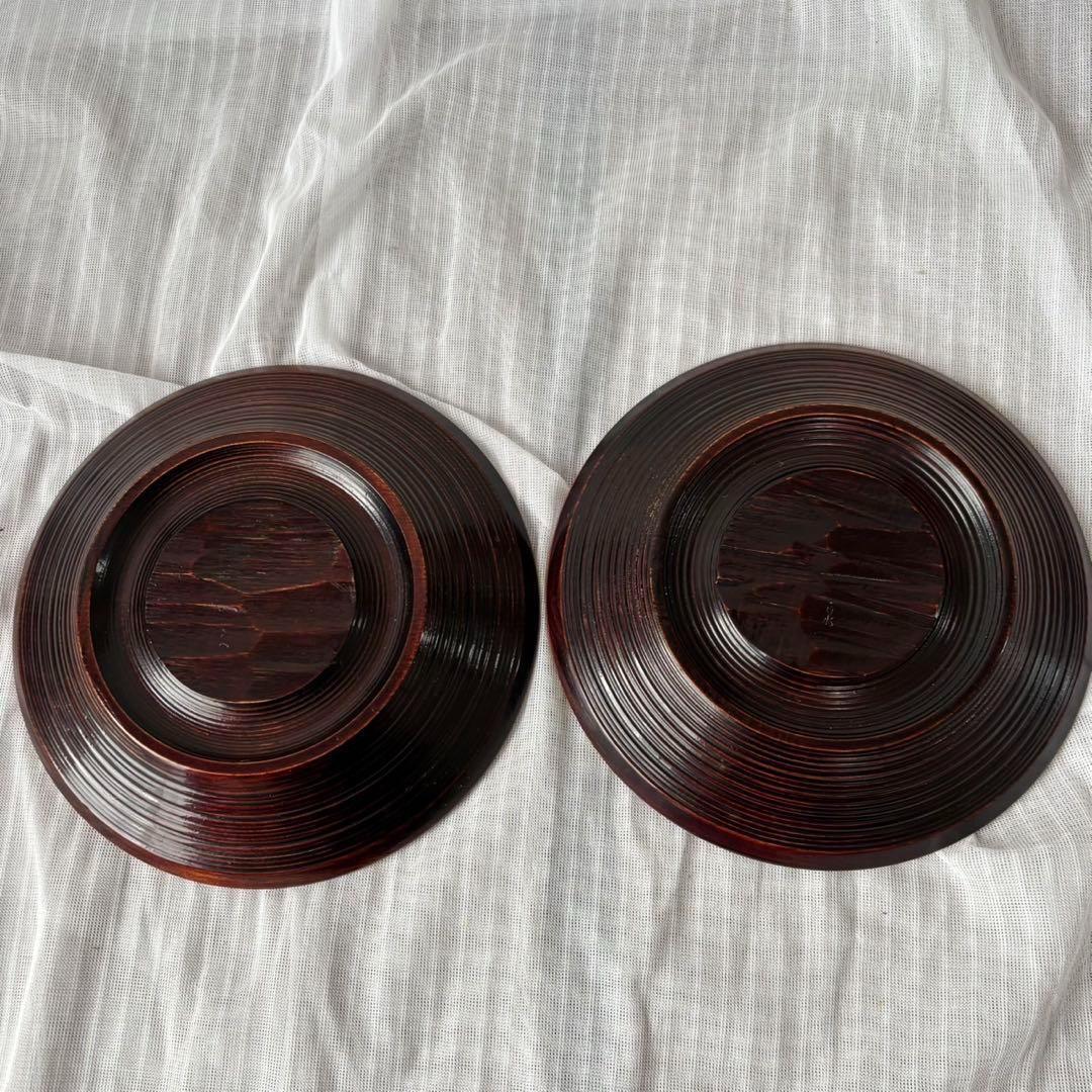 Ay95 加賀漆匠　高桑泉斎　独楽　銘々盆　五客　天然木　菓子器　古美術　骨董