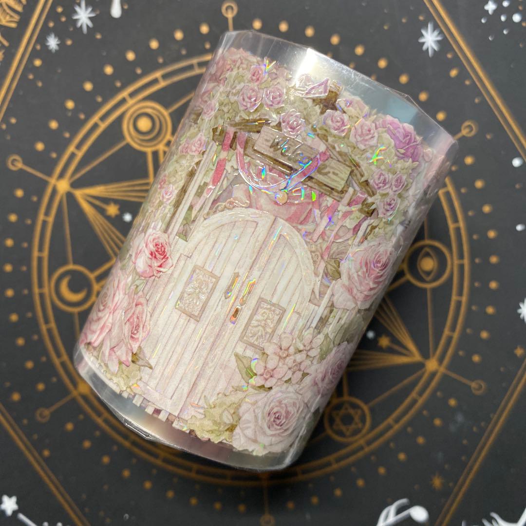 Z】海外 10m巻 貝殻光/虹光マスキングテープ お花系/装飾系/古風系