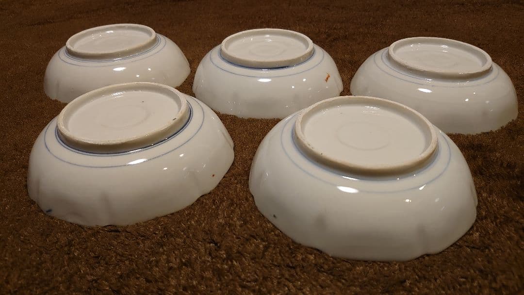 古伊万里　伊万里　なます皿　色絵　山水　５客