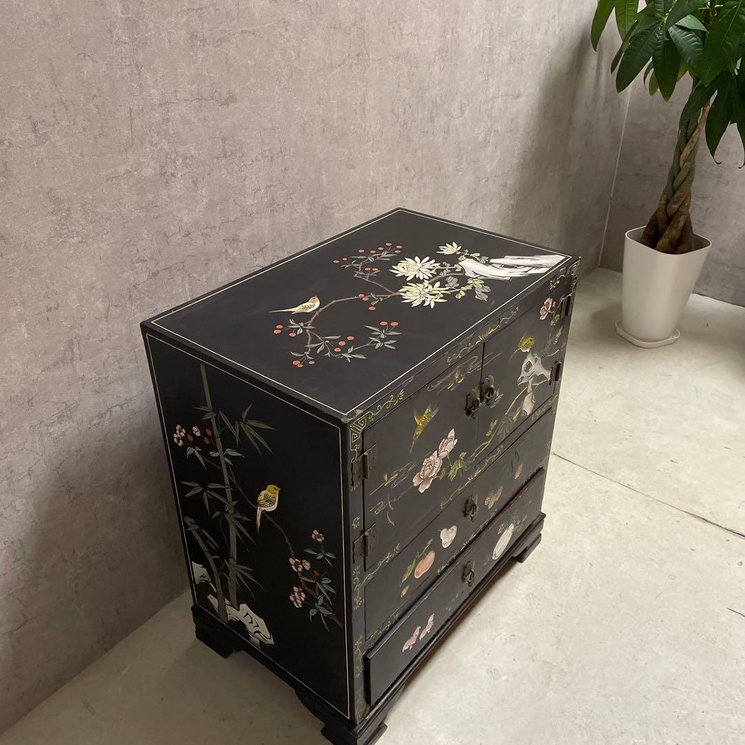 中国家具 キャビネット 花鳥図 ヴィンテージ チャイニーズ - メルカリ