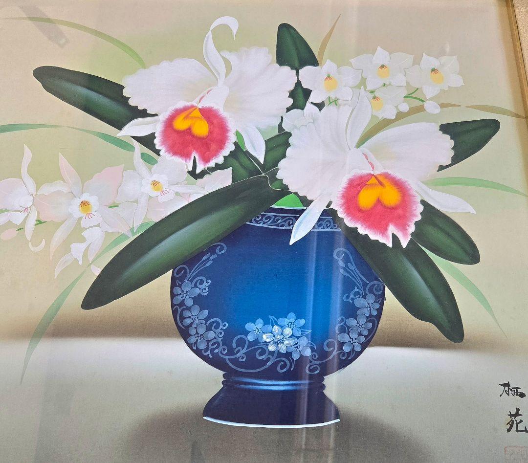 日本絵画 田上栖苑 洋蘭 カトレア 絵画 - メルカリ