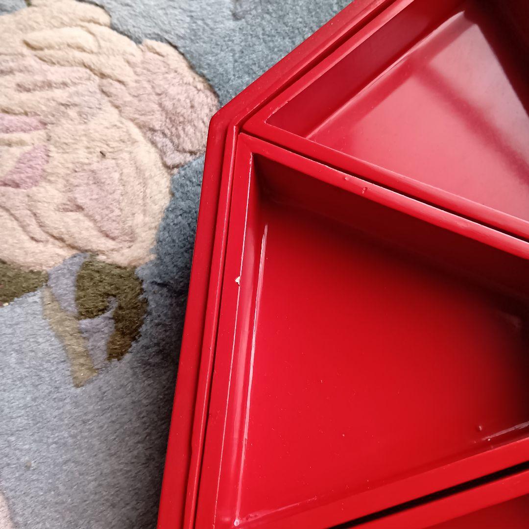 螺鈿細工☆ クジョルパン☆韓国漆器 ☆八角螺鈿四節板赤黒 ☆花模様