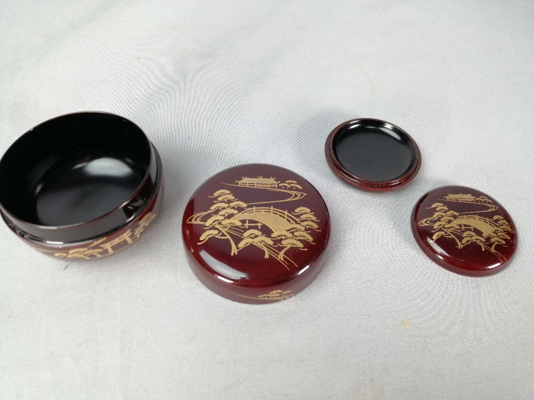 茶道具】 住吉蒔絵茶箱 茶道具セット付属 茶箱158