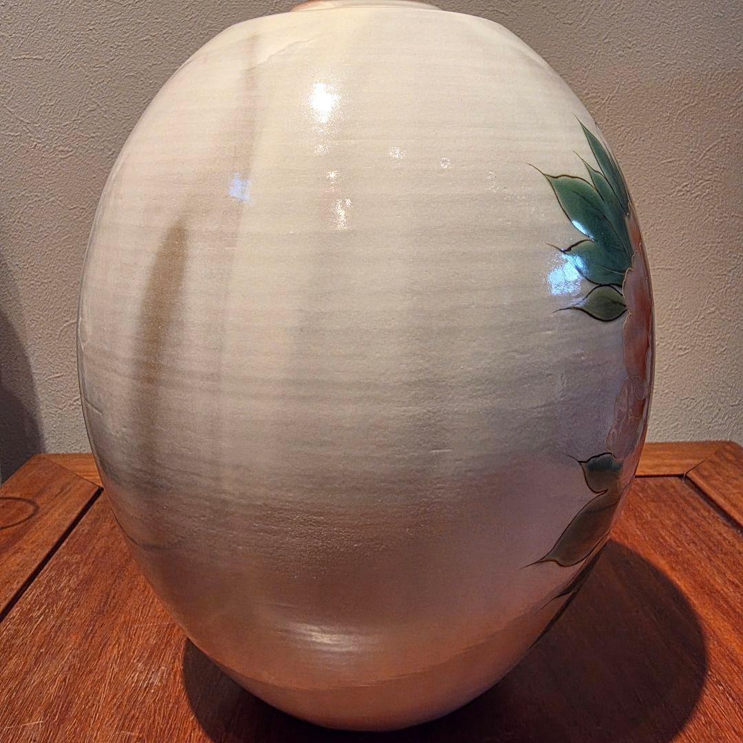 京焼 清水焼 陶あん 陶葊 牡丹 花瓶 高25cm 日本製 白掛牡丹