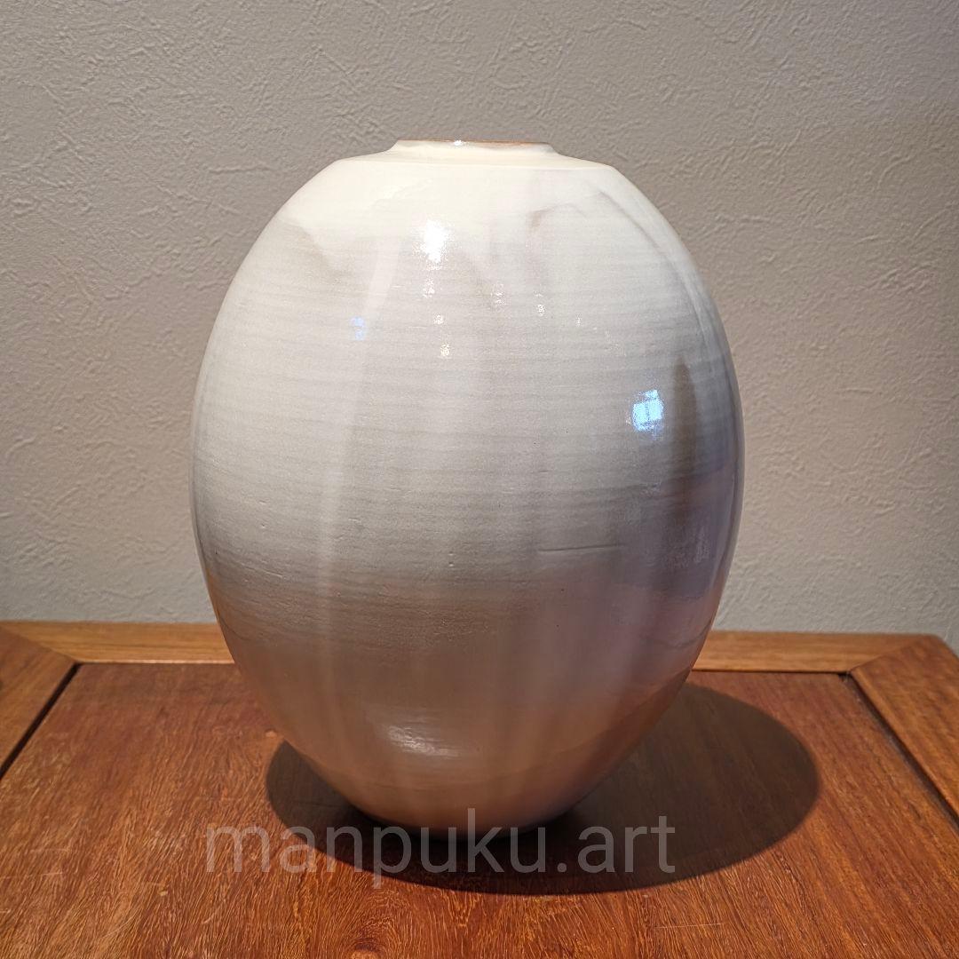 京焼 清水焼 陶あん 陶葊 牡丹 花瓶 高25cm 日本製 白掛牡丹