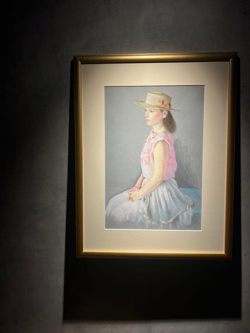 佐田昌治　【少女】肉筆画　パステル画