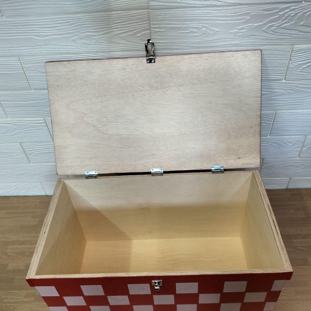 33*《収納BOX》 市松模様 宅配 おもちゃ箱 木箱 りんご箱 インテリア