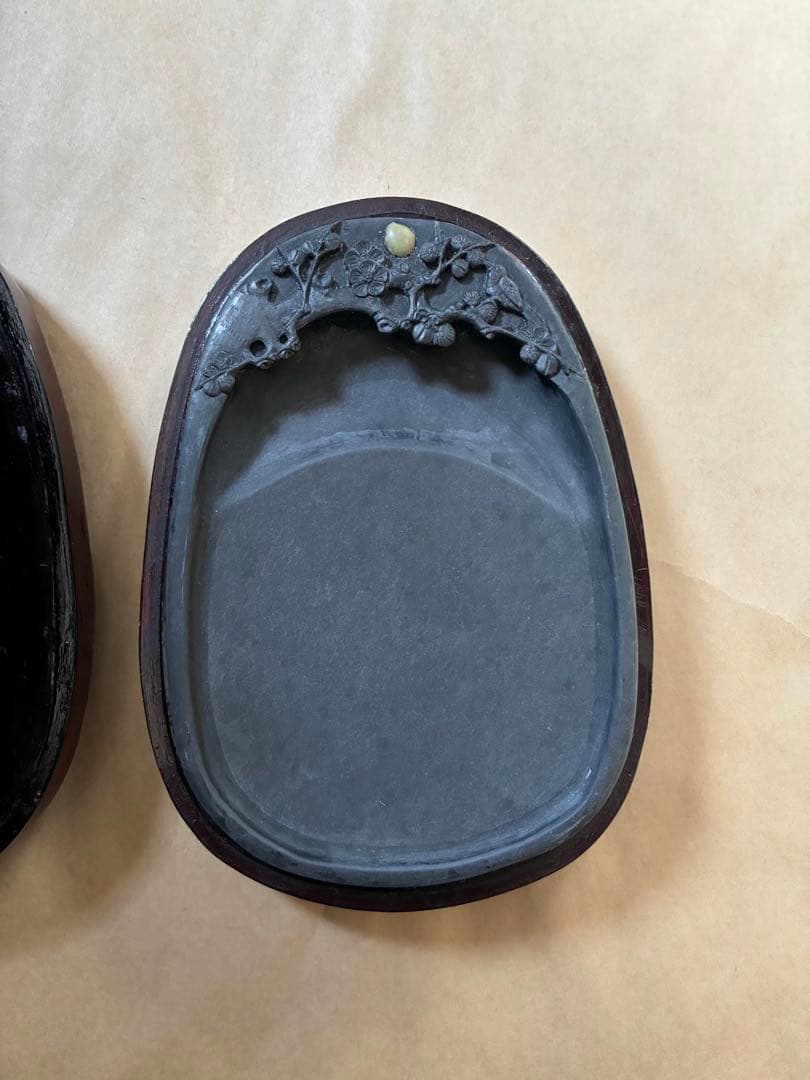 端渓硯 梅花鳥文 石眼 書道具