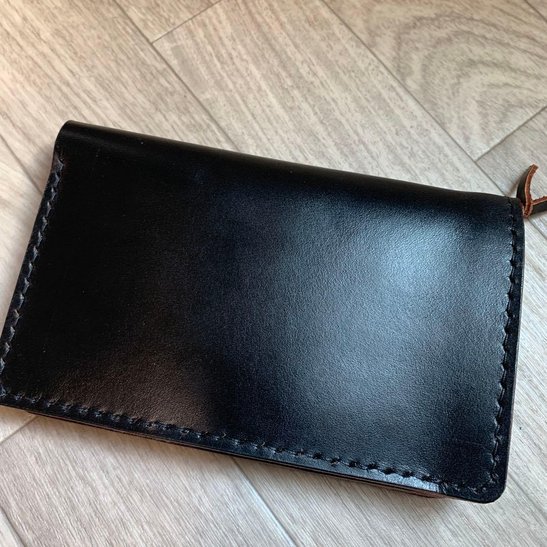 【茶芯ブラック】トラッカーウォレット　ミドル　ニッケル　お札を折らずに収納