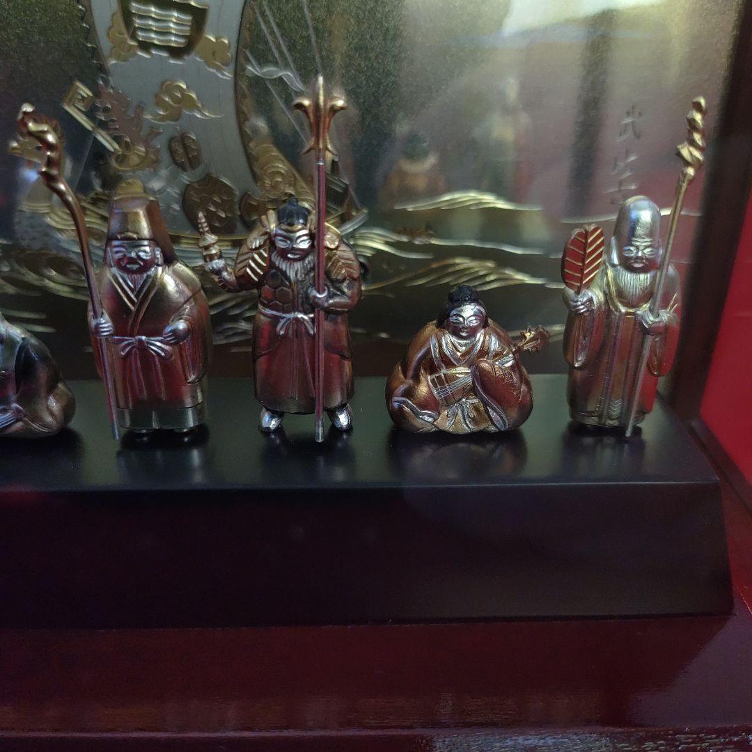 銀製置物、武比古作、縁起物七福神