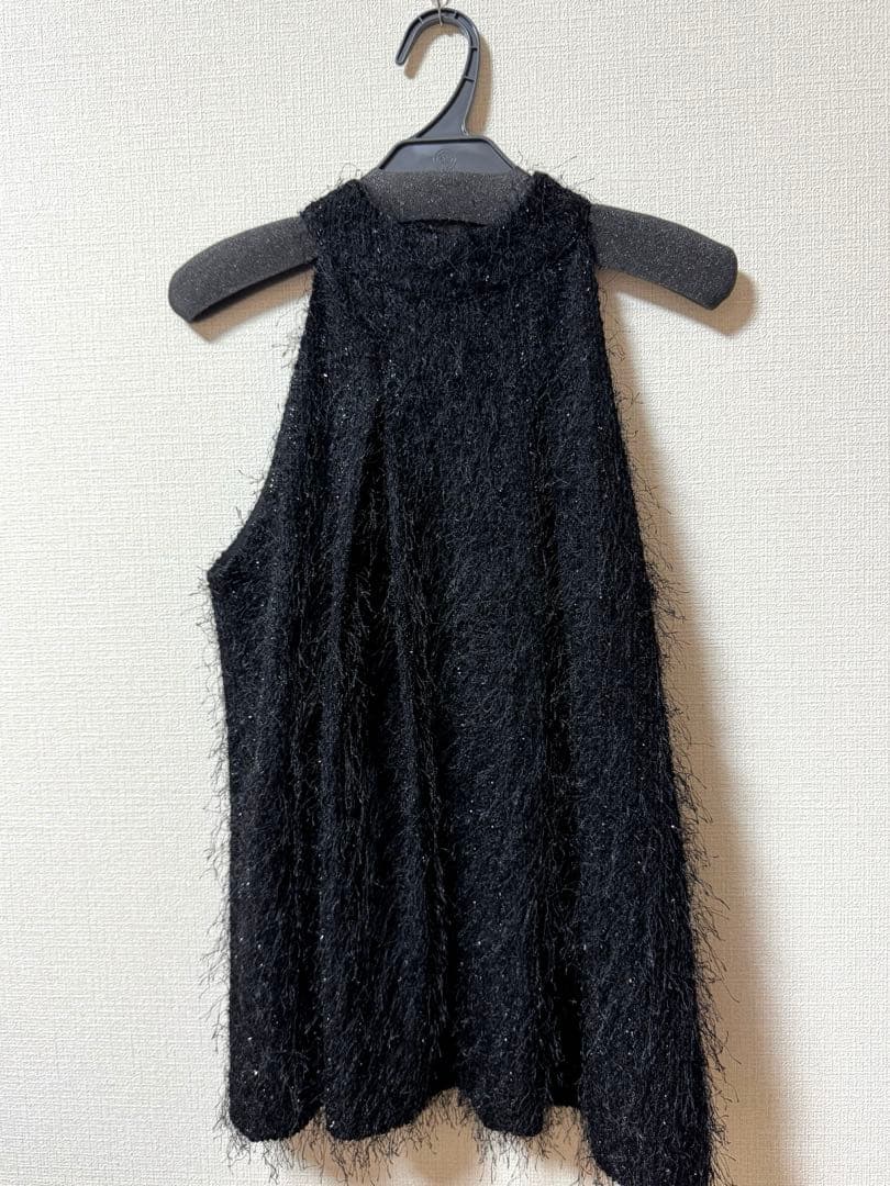 【FRAY I.D】フリンジジャガードホルタートップス　ブラック　BLK