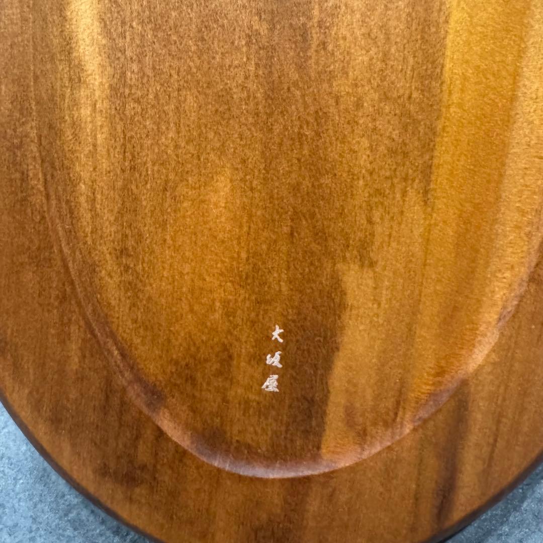 【新品未使用箱説明書付き】軽井沢彫 大阪屋家具店 楕円形 桜彫刻 33cm木製