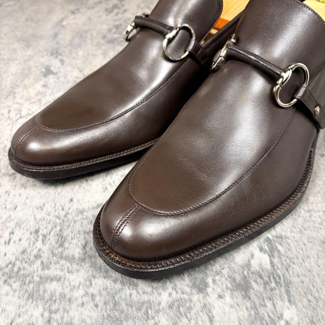 【美品】27.5cm グッチ ホースビット ローファ― 茶色 レザー ビジネス