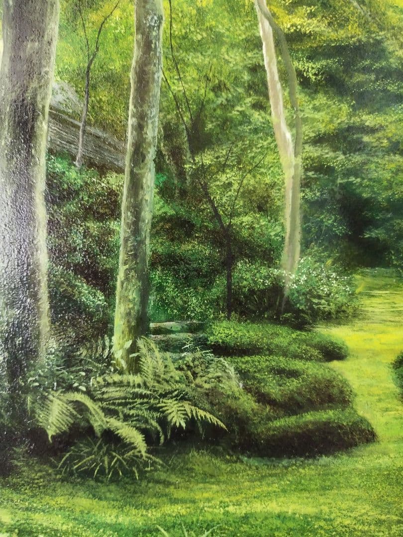 油絵原画 京都の苔庭（祇王寺）サイズM10 写実画 - WWW.STARCARSHQ.COM