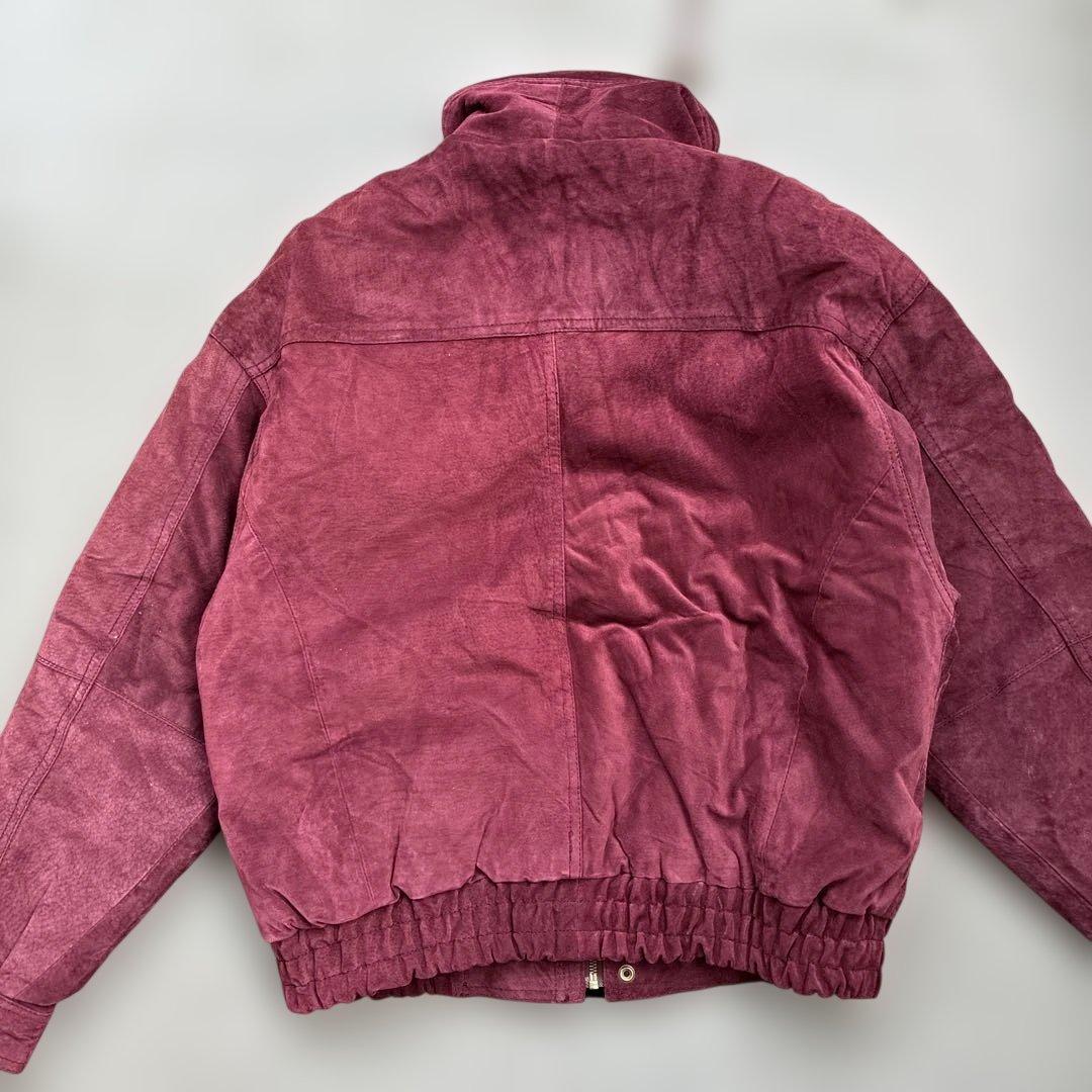 本革レザージャケット えんじ色赤レッド ヴィンテージ90sブルゾン短丈