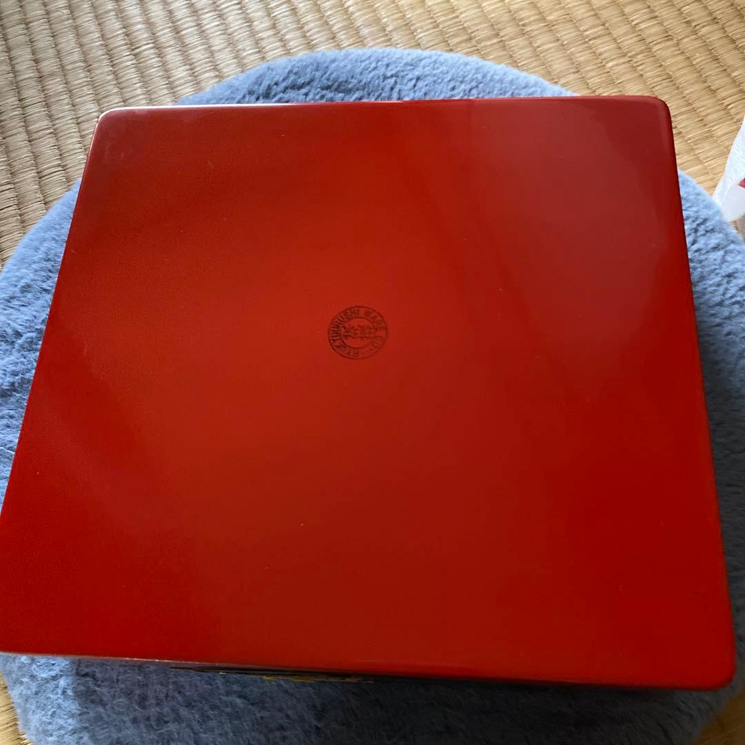 漆器 重箱 赤色 花柄