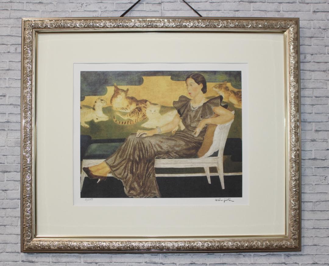 藤田嗣治 エスタンプリトグラフ「カフェ」 75部限定 55/75