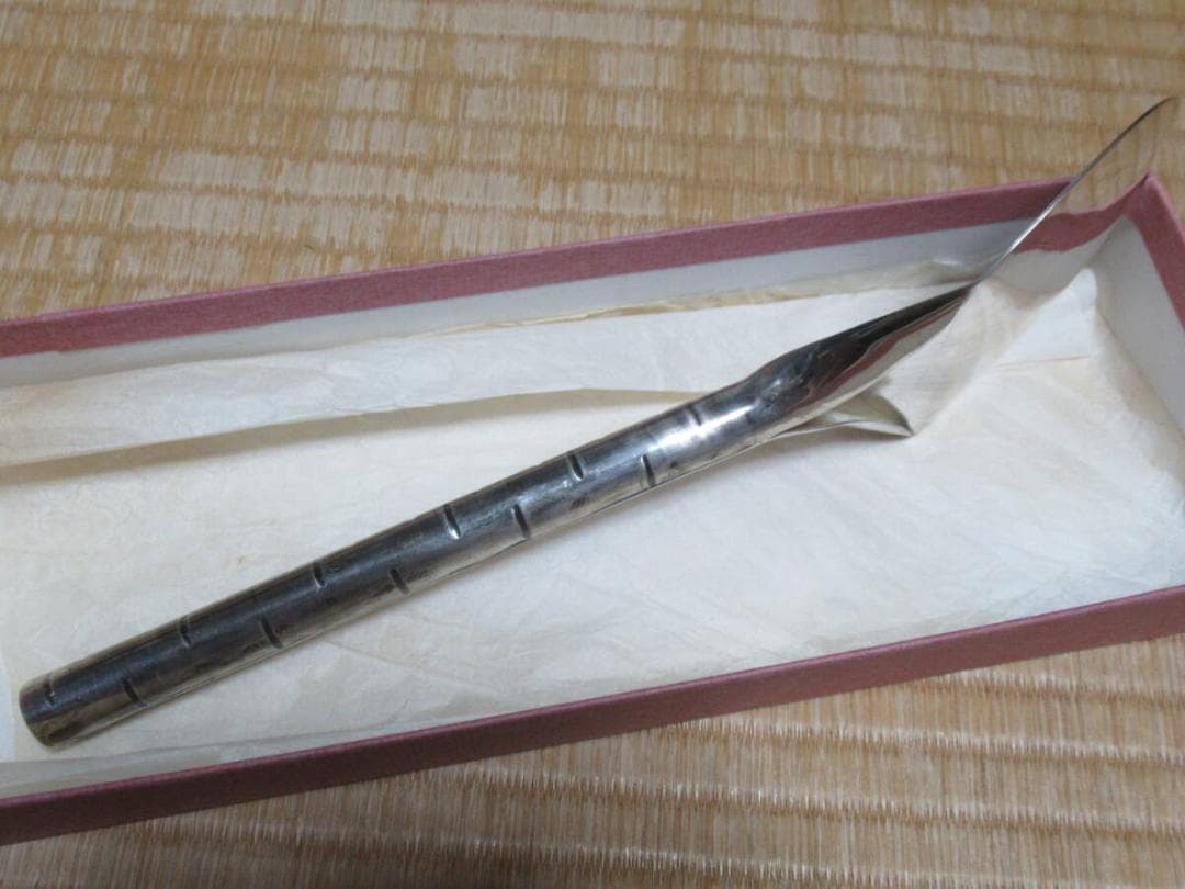 1970年代◇老舗京都 清昌堂 茶道具 本物総銀製 炉用灰さじ 重