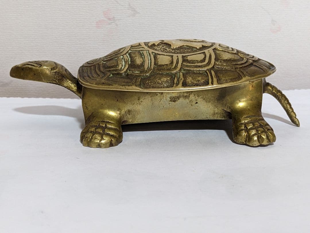 ♢中国 民国時代 銅製 亀形 自在蓋箱 煙草入 コレクション 骨董品