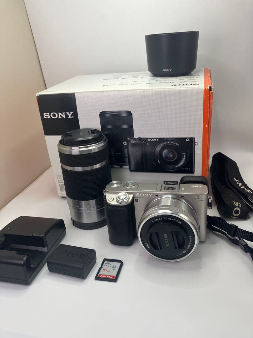 返品保証・動作良好】SONY α6000 ダブルズームレンズキット シルバー