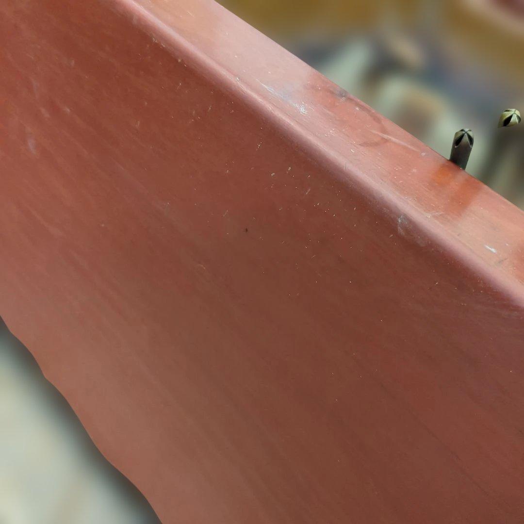 骨董 長火鉢 朱漆 木製 内側銅器 灰 火箸付き テーブル