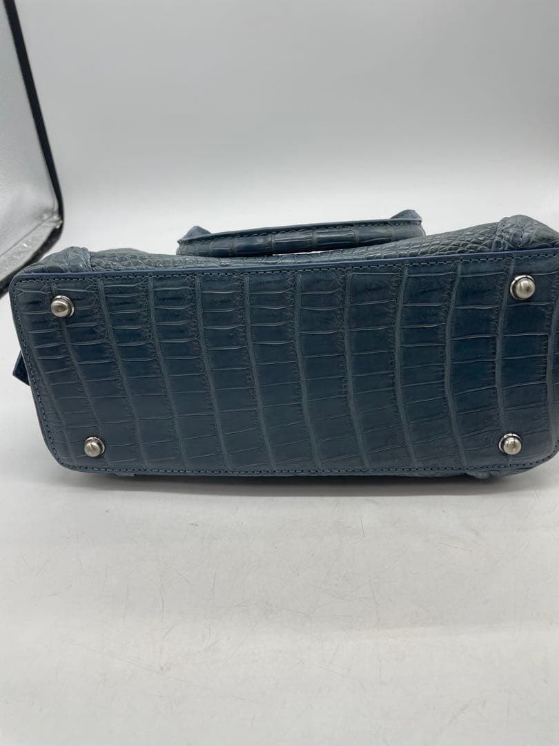 GRES グレ クロコダイル ハンドバッグ ブルー系