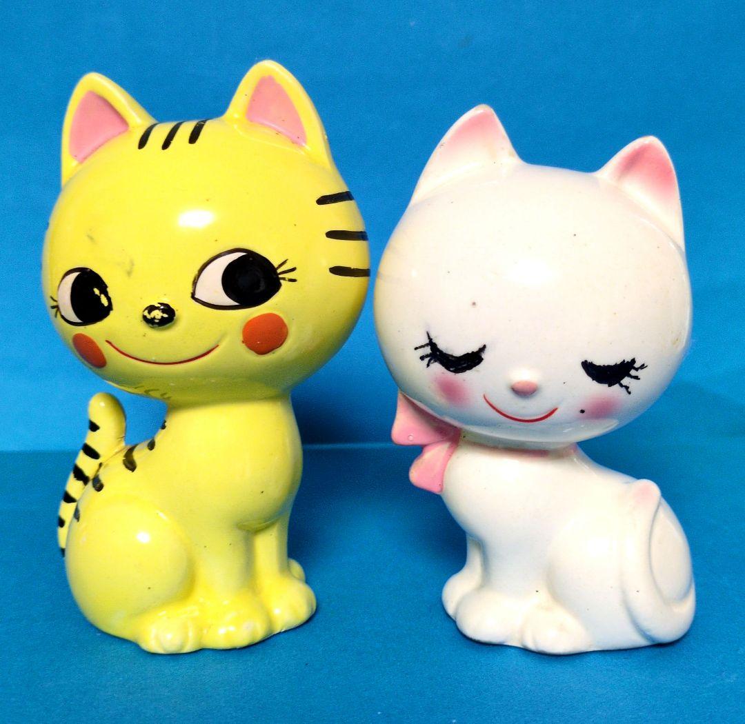 1970年代 内藤ルネDesign ペアキャッツ【白猫&トラ猫】