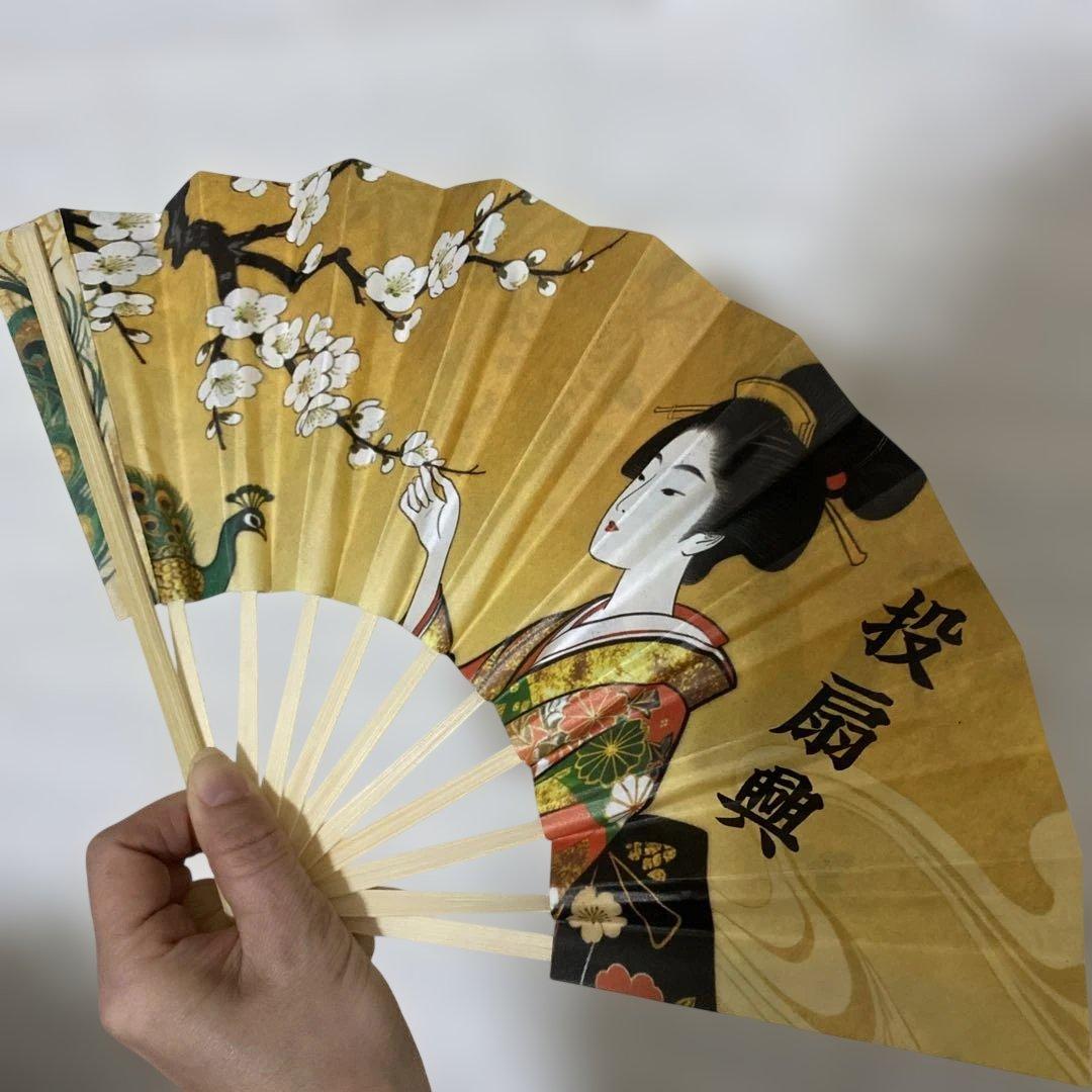 扇 職人手作り1本 伝統工芸品 金銀箔押し＆手描き彩色仕様 お座敷遊び