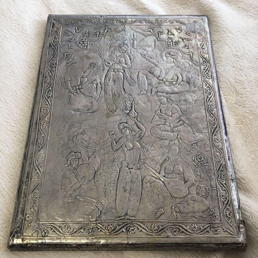 イラン ペルシャ 手彫り 彫金 七宝 鏡 骨董品 アンティーク yu-uz.com