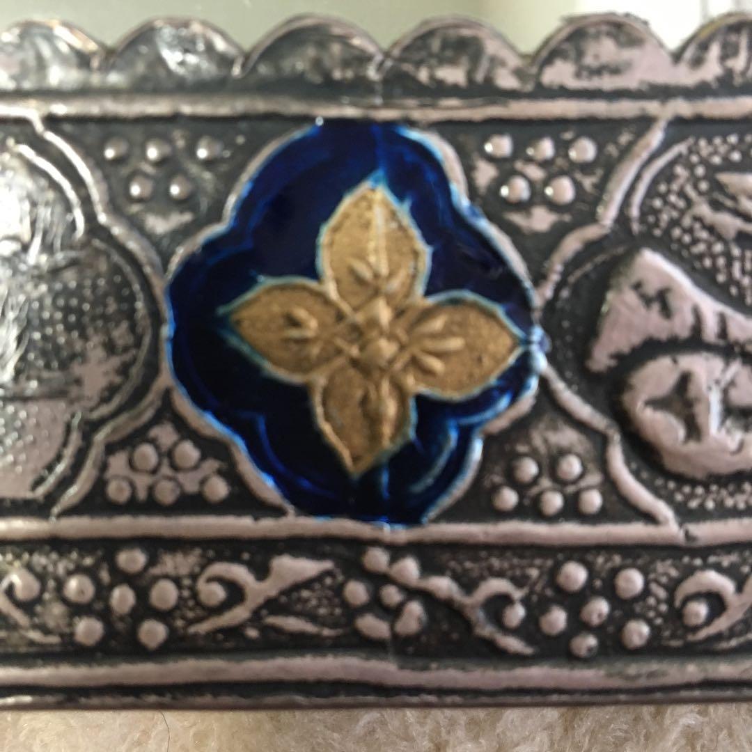 イラン ペルシャ 手彫り 彫金 七宝 鏡 骨董品 アンティーク yu-uz.com