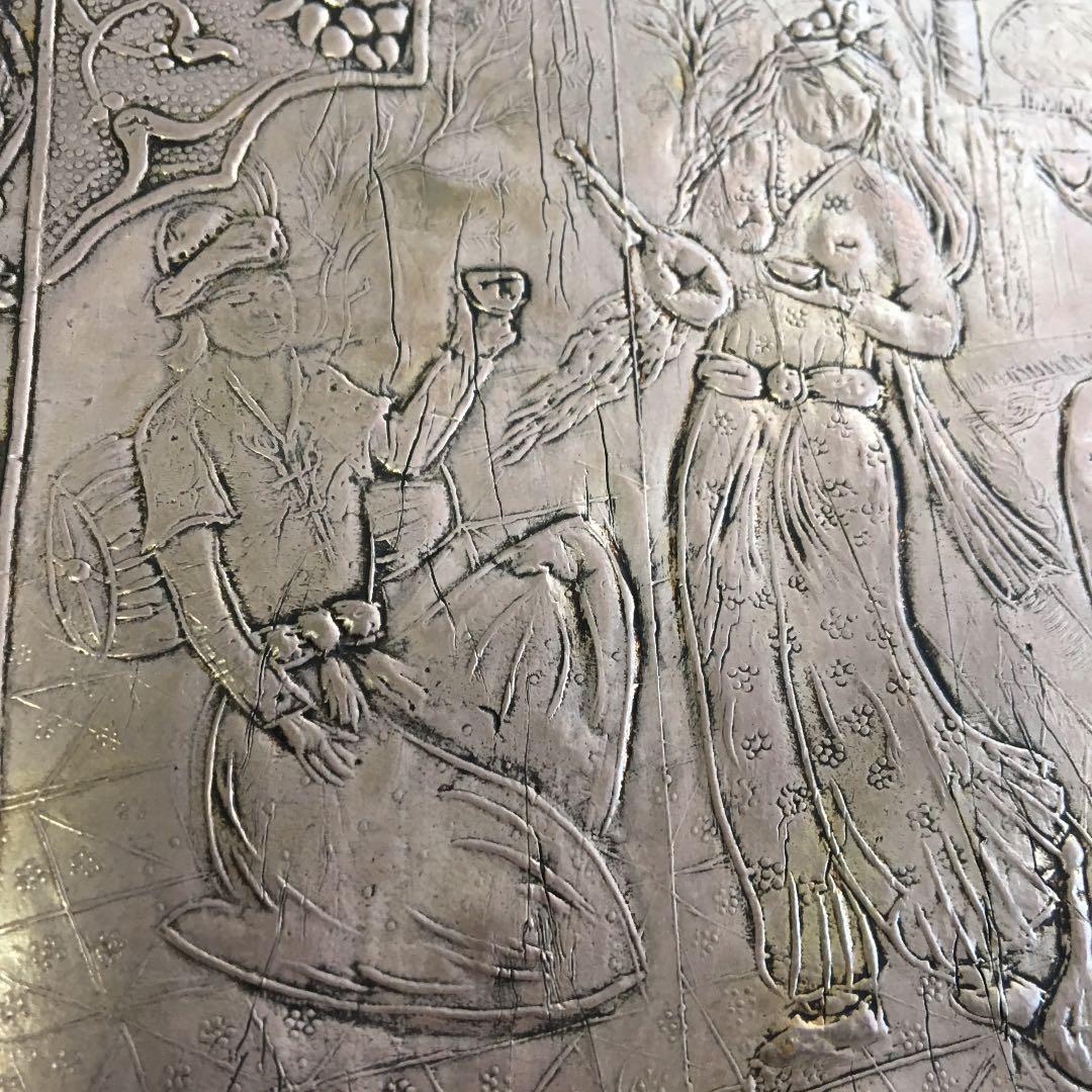 イラン ペルシャ 手彫り 彫金 七宝 鏡 骨董品 アンティーク yu-uz.com