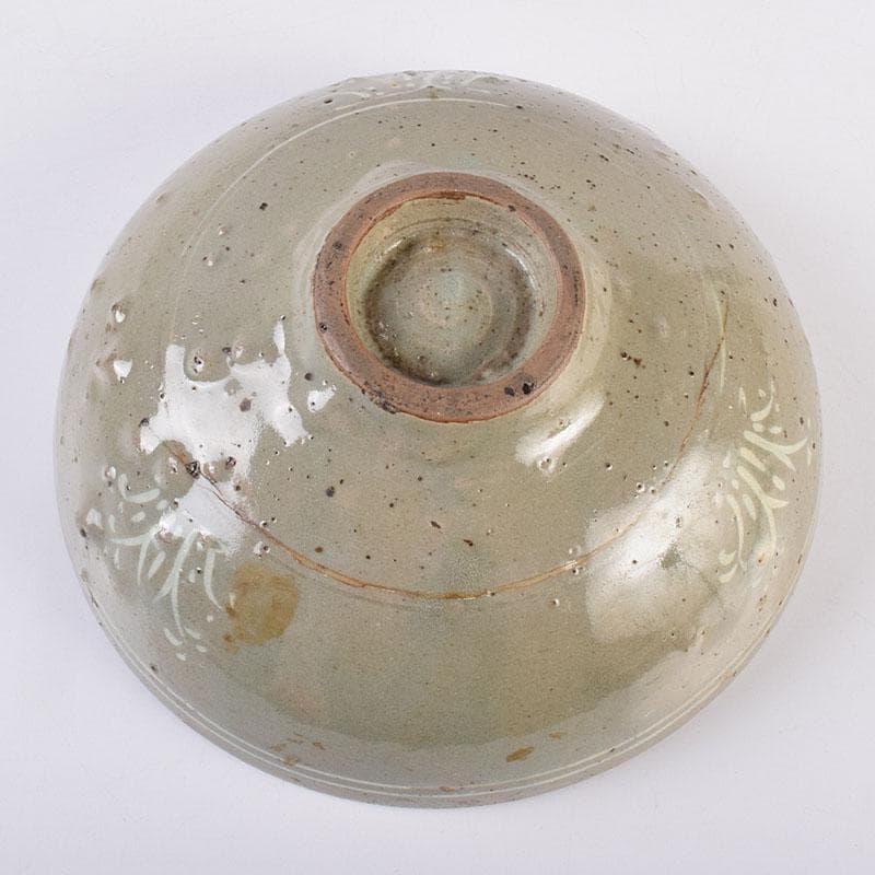 朝鮮美術 李朝 高麗青磁 象嵌花文碗 金継ぎ直し V R8968 三里