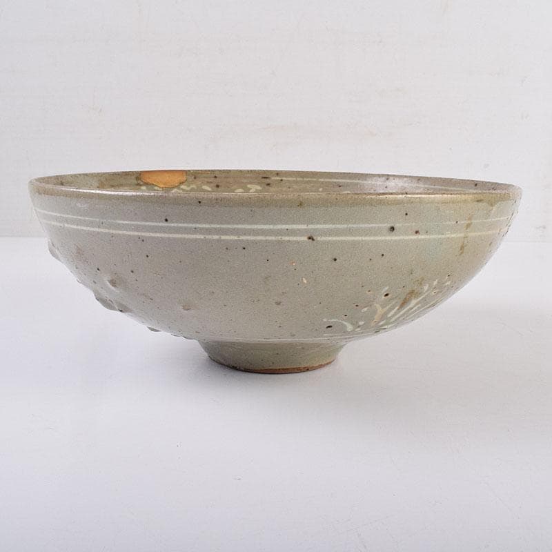 朝鮮美術 李朝 高麗青磁 象嵌花文碗 金継ぎ直し V R8968 三里