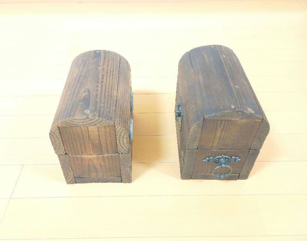 ドラクエ風の木製の古い宝箱☆ 木箱、トレジャーボックス、ジュエリー