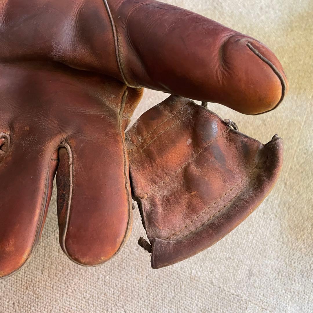 40´s〜 OLDアメリカアンティーク野球グローブ 本革USAヴィンテージ雑貨