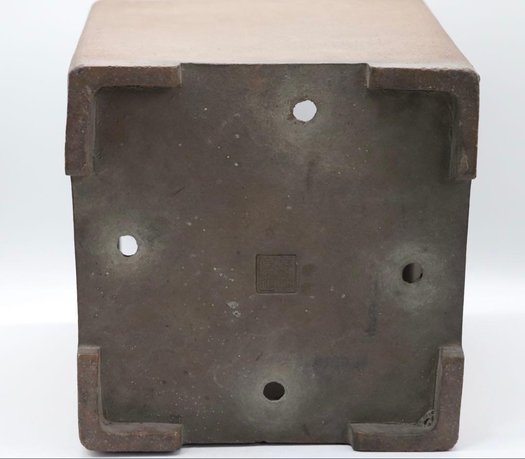 中国　清時代　紫砂　角鉢　彭記自造　アンティーク　送料込み250517