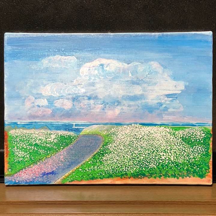 ときめきの空……春の朝焼けと海」原画 本物 一点物 額付き 絵画 yoko