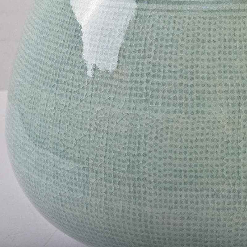 韓国人間文化財 柳海剛（柳根瀅）作 高麗青磁 象嵌 水指 共箱 M R8896B