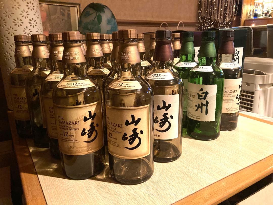 空き瓶 ブルーラベル・響12年・山崎12年・竹鶴