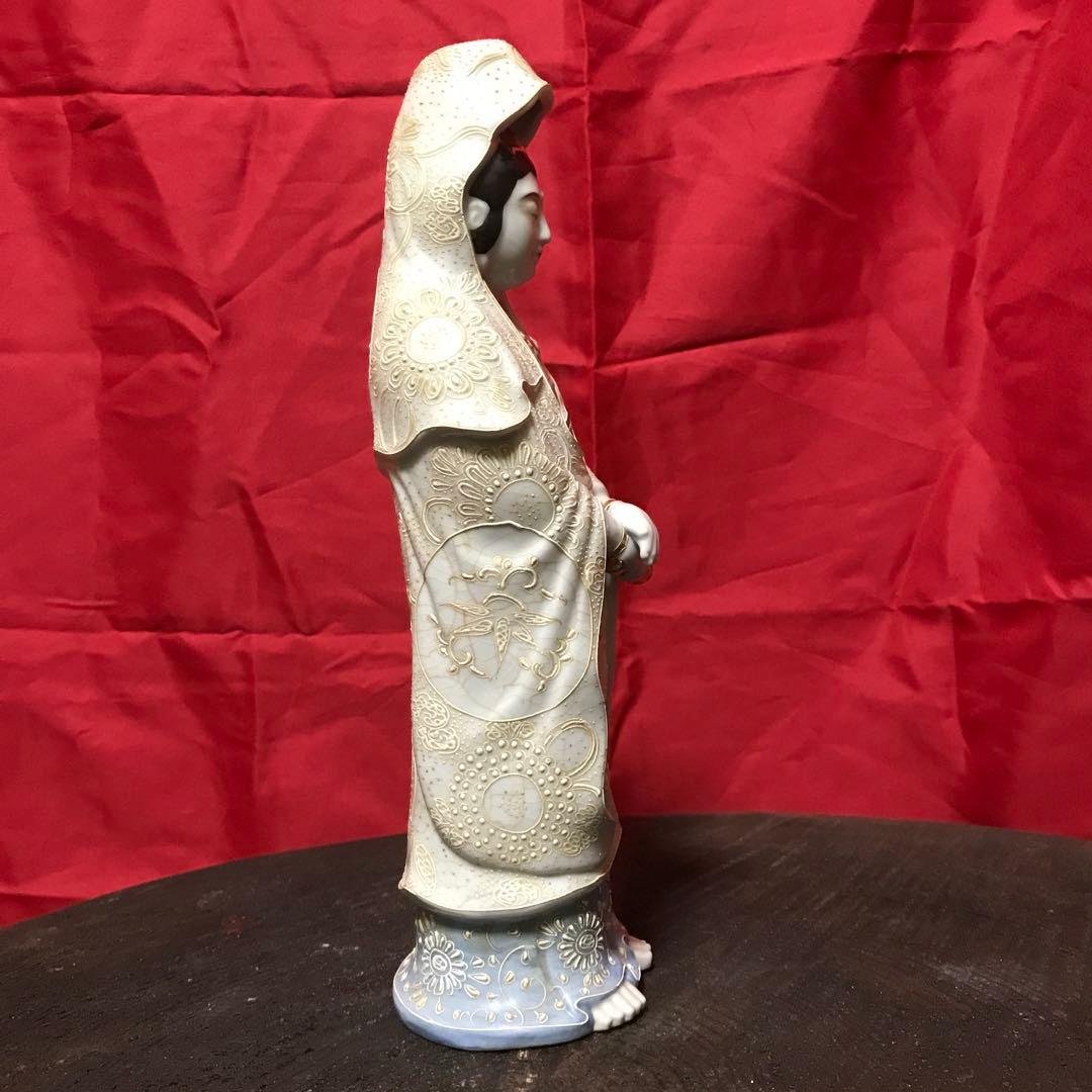 開運‼️無病息災☆仏教美術 ☆骨董九谷焼 観音立像 ♧縁起置物 ♧