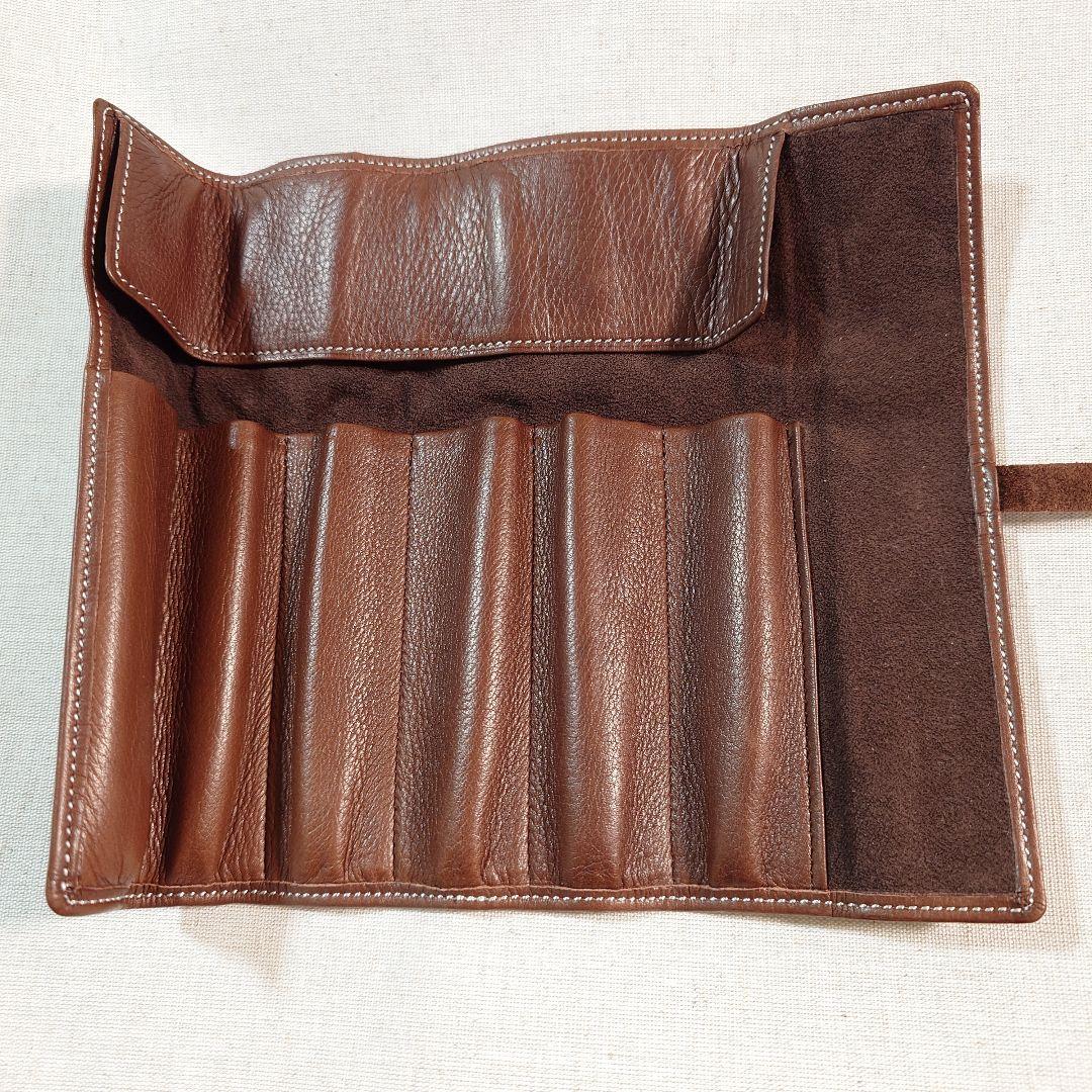 新品】本革 伊東屋 ロメオ オイルキップロールペンケース ブラウン