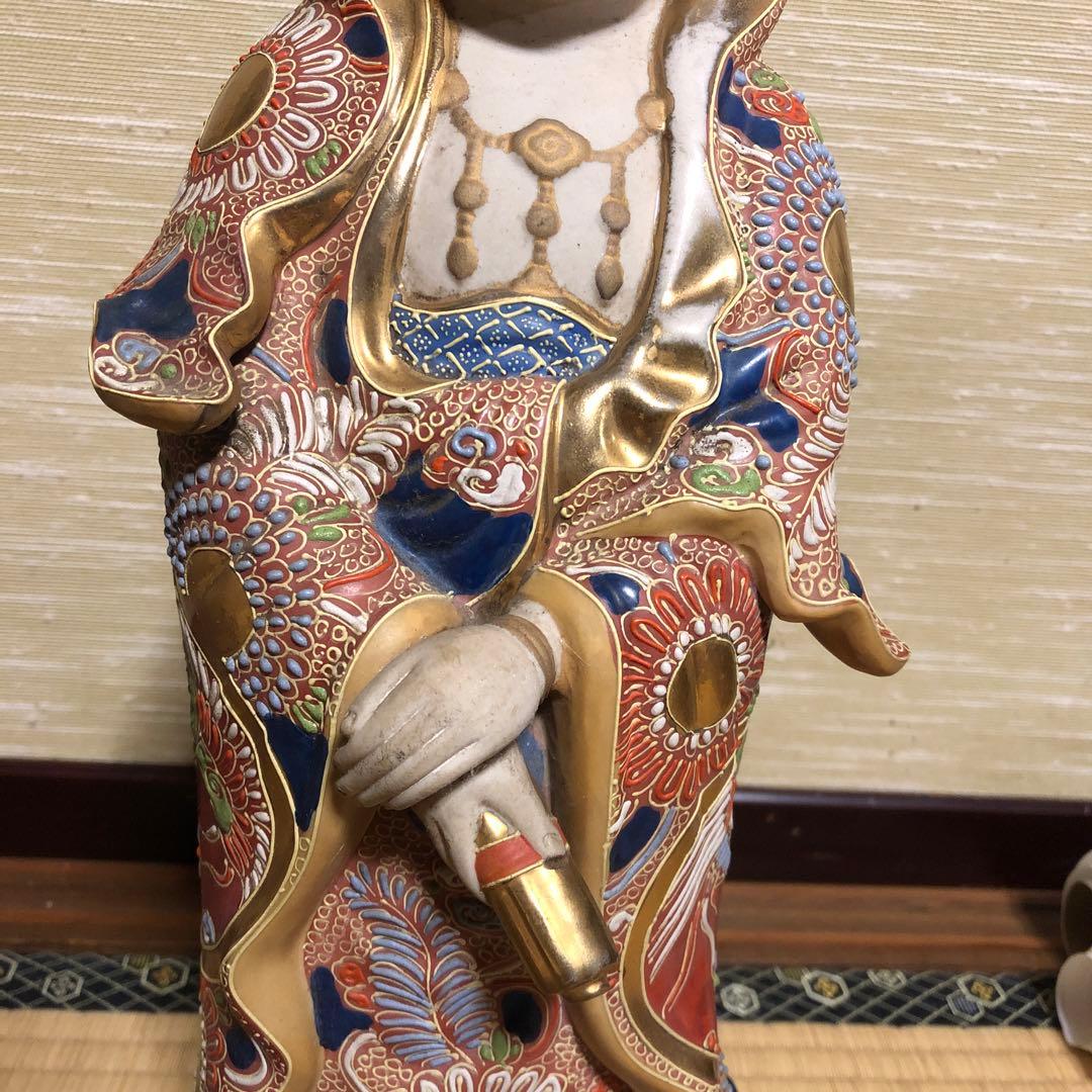 九谷焼◇観音菩薩立像/観音 菩薩◇色絵 金彩◇全高 約45㎝◇