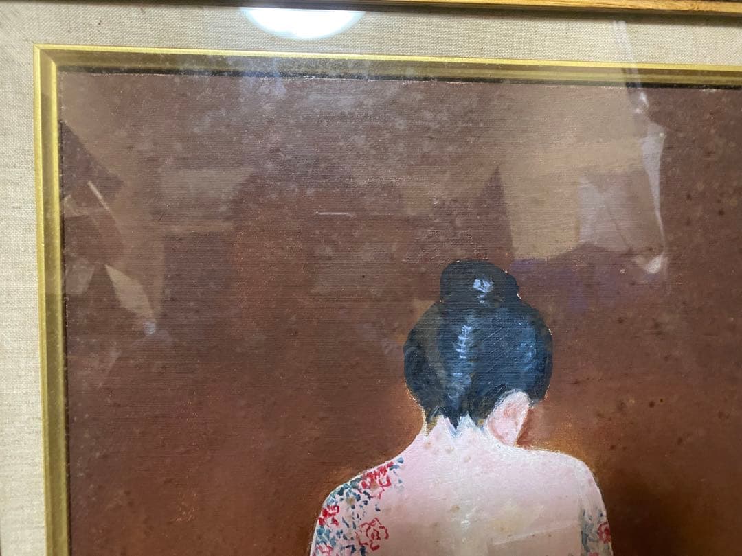 定価45万 「 松森 今照 作」 女性画 油絵 証明シール 付き