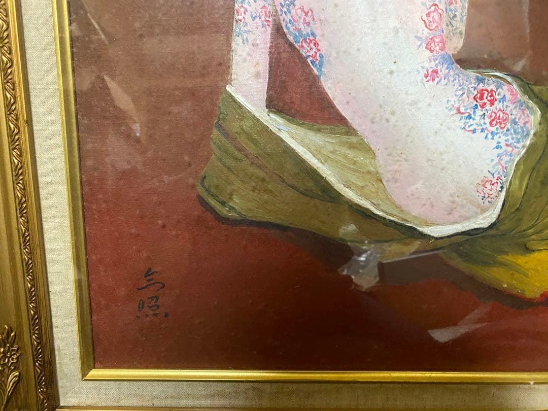 定価45万 「 松森 今照 作」 女性画 油絵 証明シール 付き