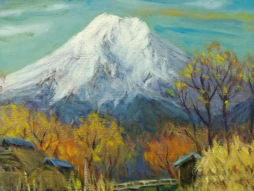 「忍野村風景」1976 P8 絵画 油絵